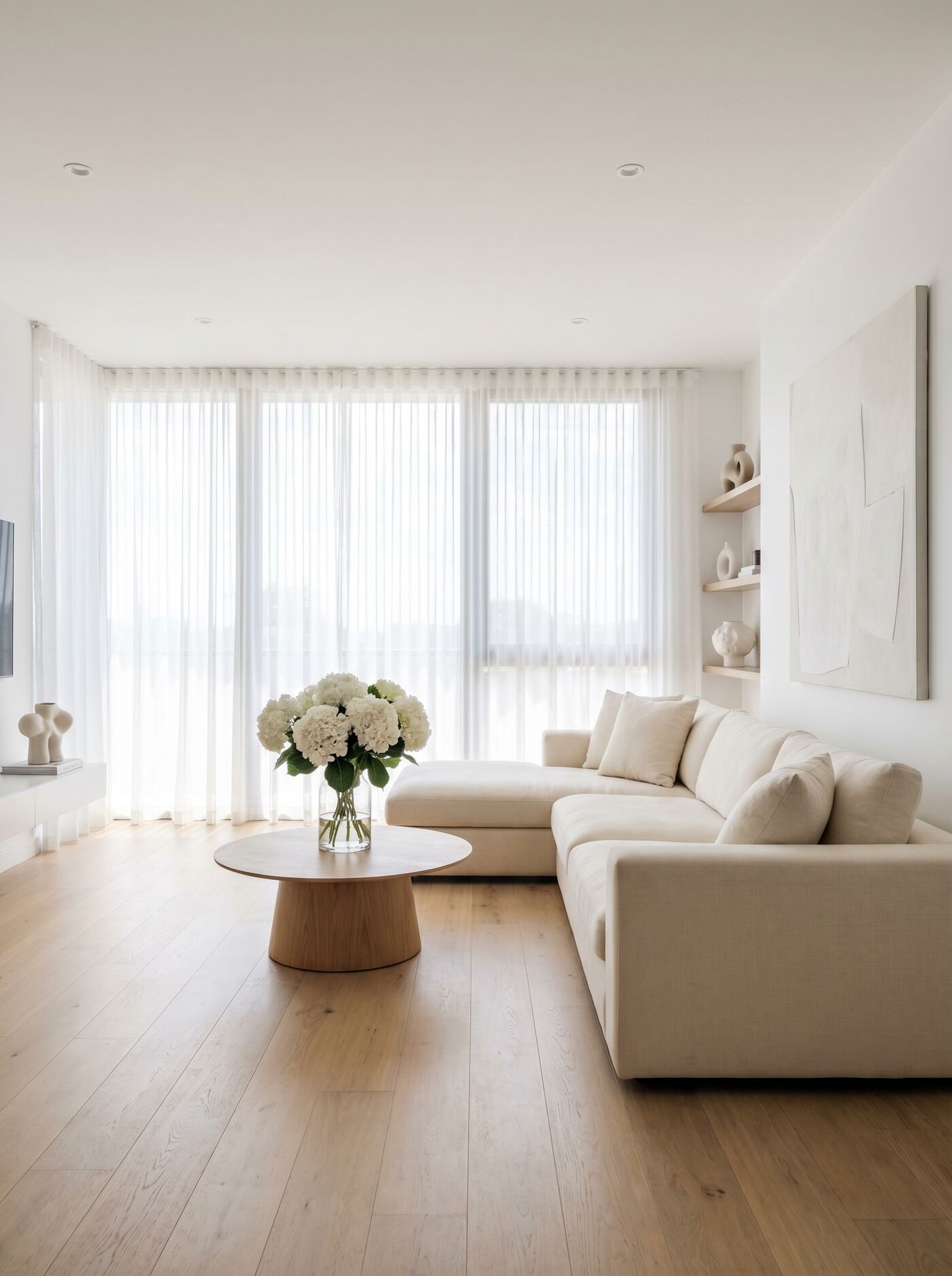 Bright, immaculate living room after a Brightline clean